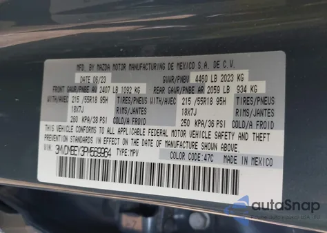 2023 Mazda Cx-30 2.5 Turbo Premium Plus from USA, damaged, VIN 3MVDMBEY3PM569964